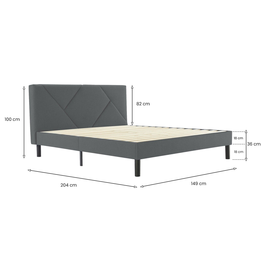 Ikelos, Letto Alla Francese Dimensione Materasso 140x190 cm, Grigio