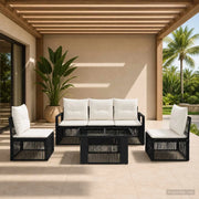 Set Divano da Giardino 6 pz Nero e Bianco Crema polyrattan 3437074