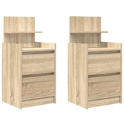 Set di 2 Comodini | Armadio da Notte | Mobiletto da notte con 2 Cassetti Rovere Sonoma 38x34x80 cm