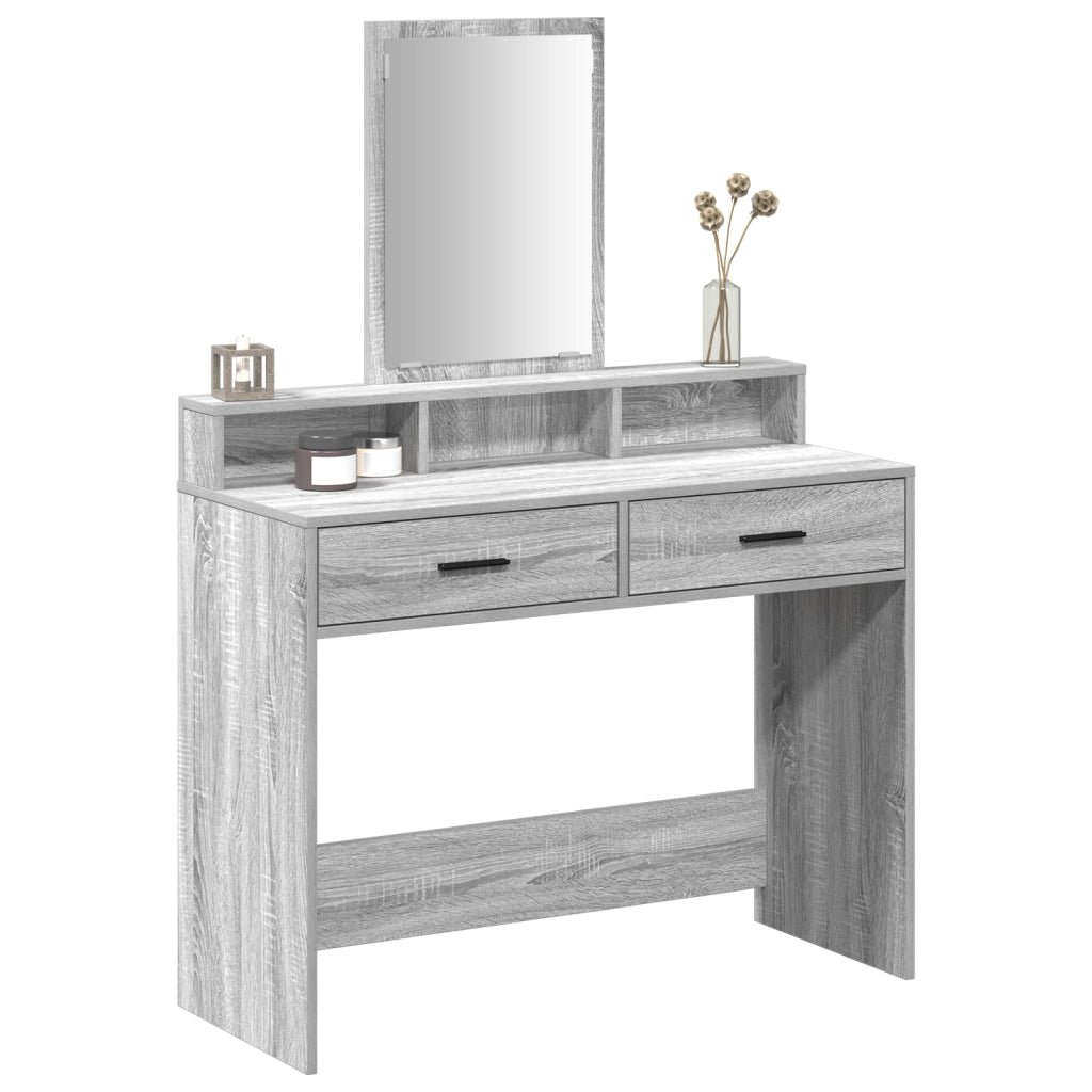 Tavolo da trucco con cassetti Grigio Sonoma 100x41x140 cm