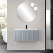 Mobile bagno sospeso 90 cm azzurro polvere cannettato con cassetto e lavabo Nara