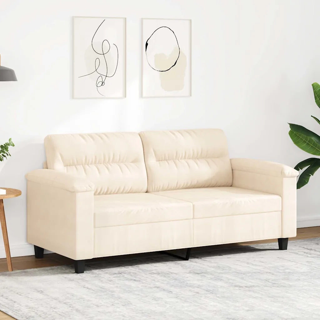Divano a 2 Posti Beige 140 cm in Tessuto Microfibra 359566