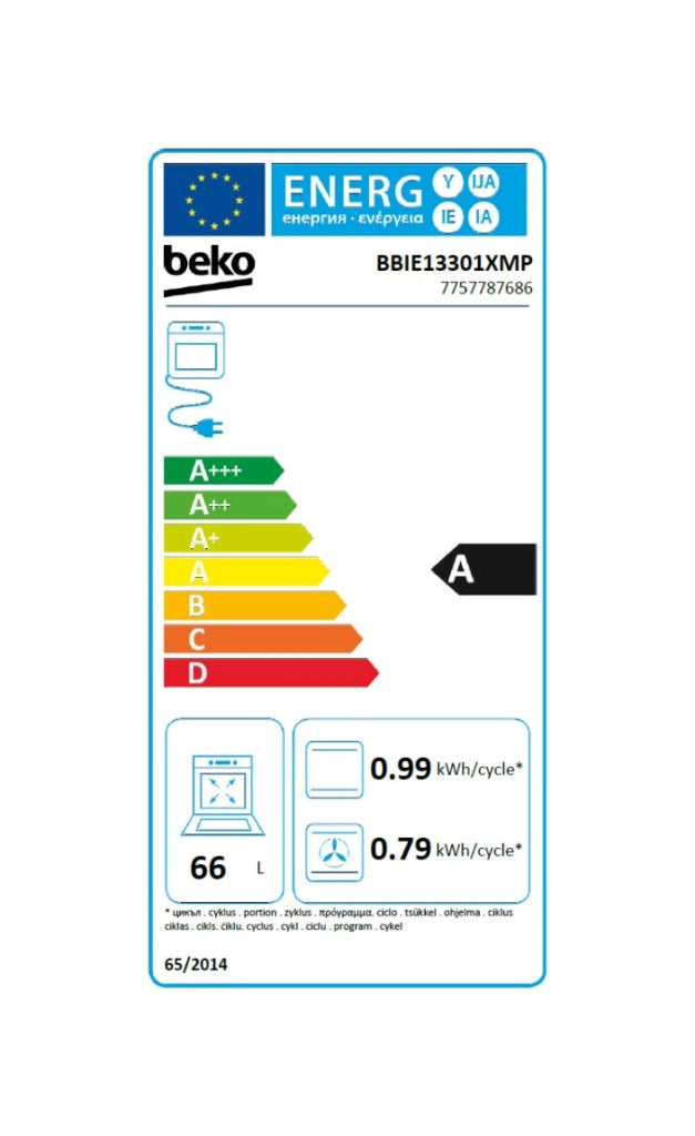 Beko b300 BBIE13301XMP 66 L 2600 W Acciaio inox