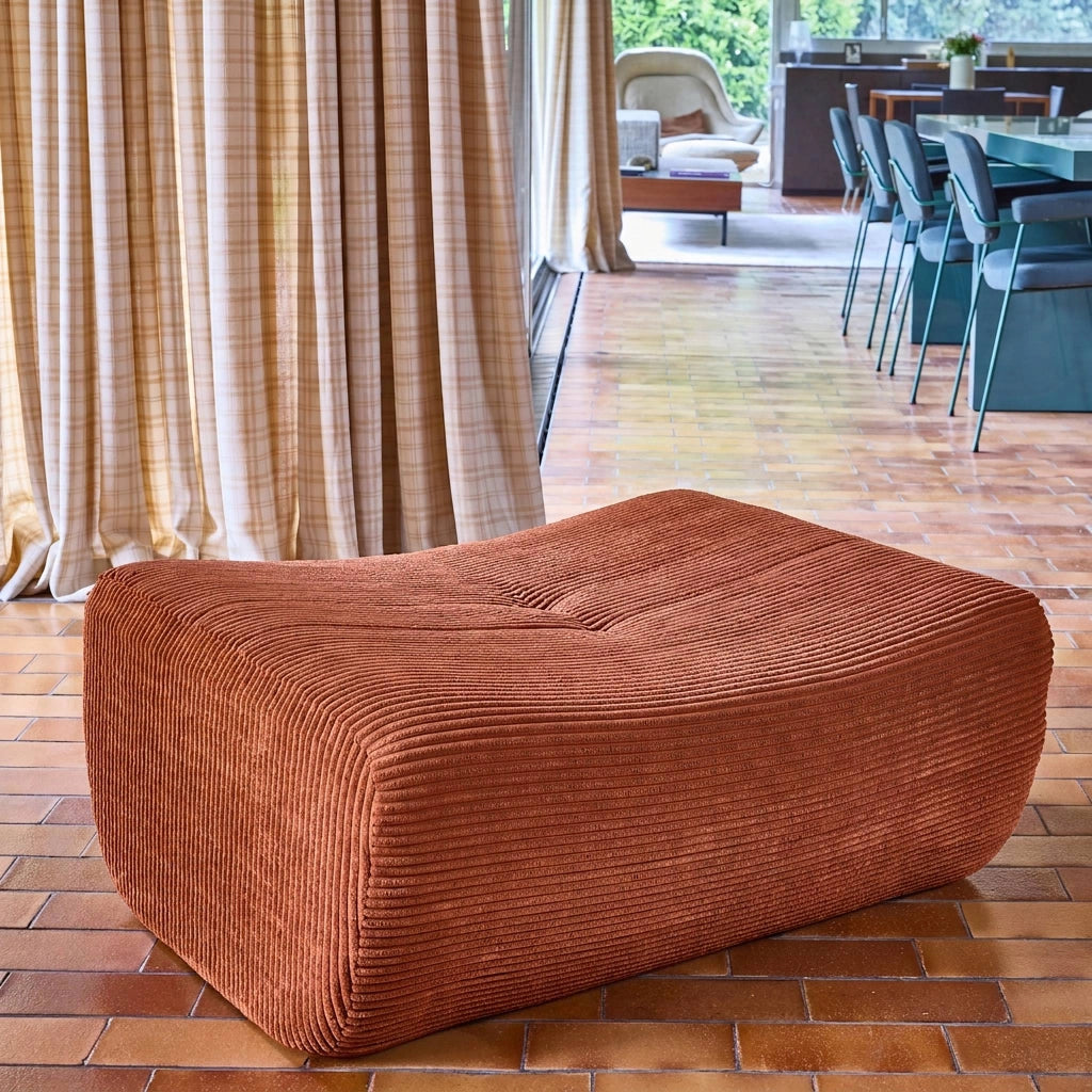 Poggiapiedi per poltrona sokol in velluto a coste, terracotta