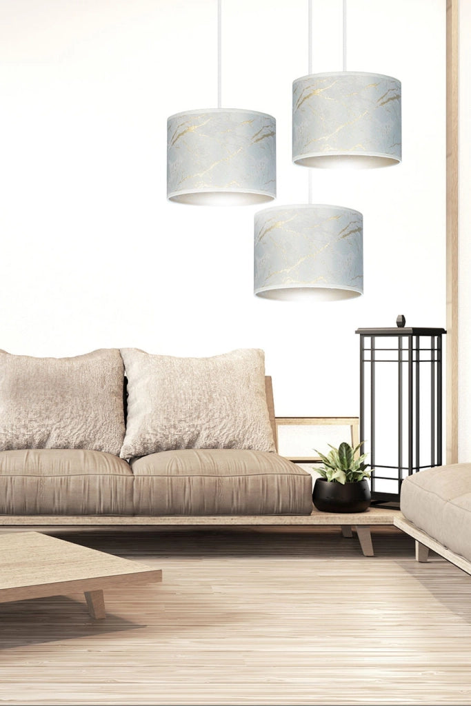 Lampadario Emibig Broddi 3 3xE27 bianco oro tessuto