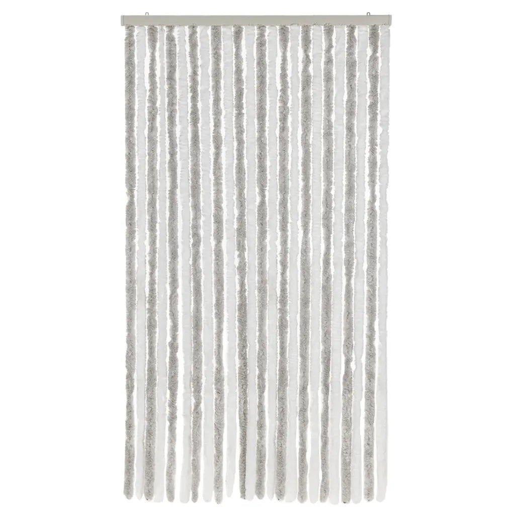 Tenda Antimosche Grigia Chiaro e Bianca 100x220 cm in Ciniglia CFW4249694