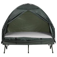 Set da Campeggio Tenda Letto 2 Persone Materasso Gonfiabile con Borsa per il Trasporto Polietilene Verde