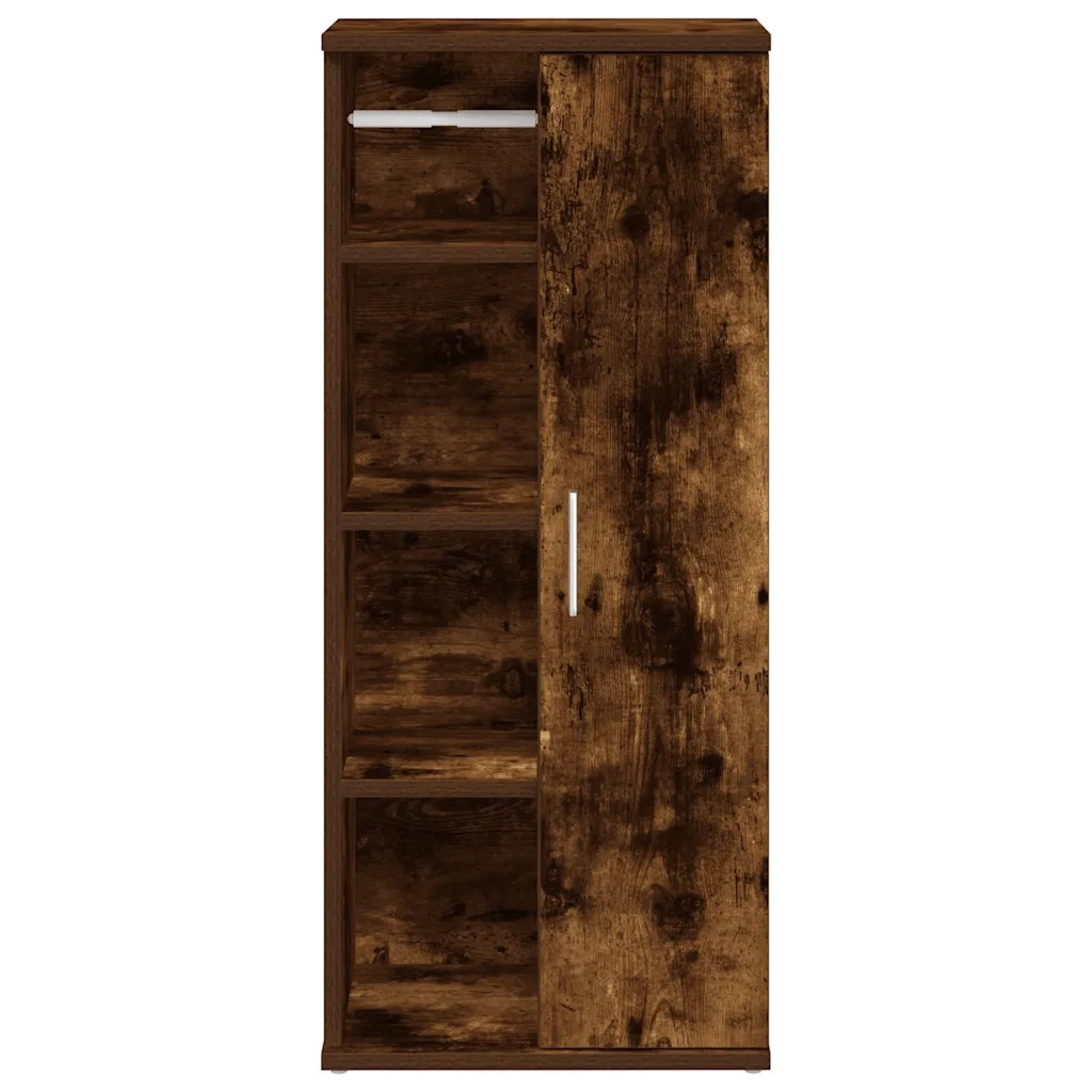 Mobile da Bagno con Portarotolo Rovere Fumo 39x22x90 cm 858528