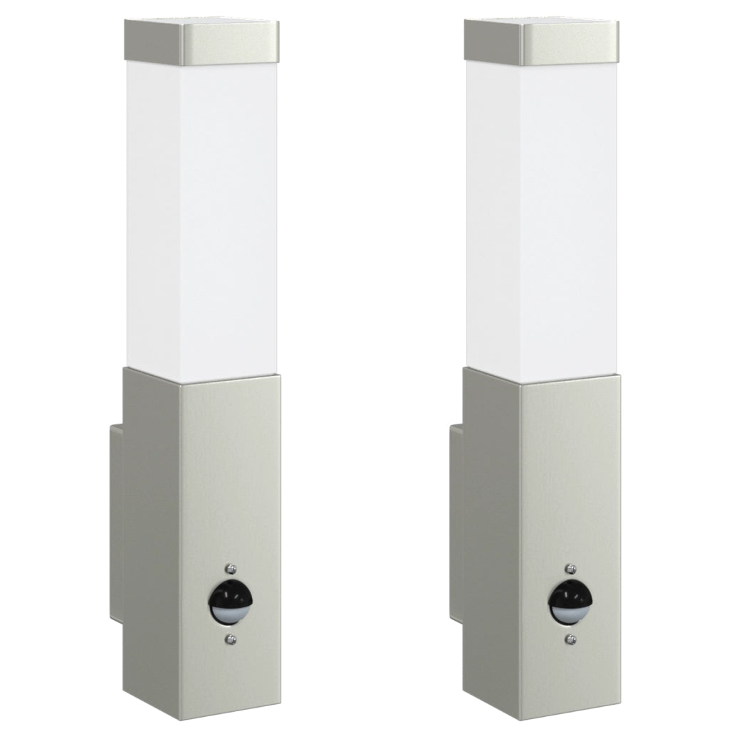 Faretto da Esterno con Sensore 2 pz Argento Acciaio Inossidabile IP44