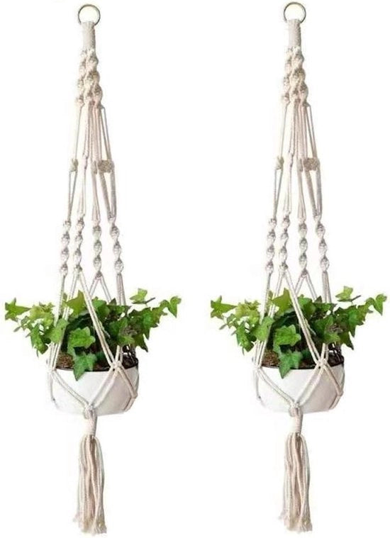 Hanger per piante con corda di cotone - hanger per fiori - interno/esterno - set da 2 - 105 cm