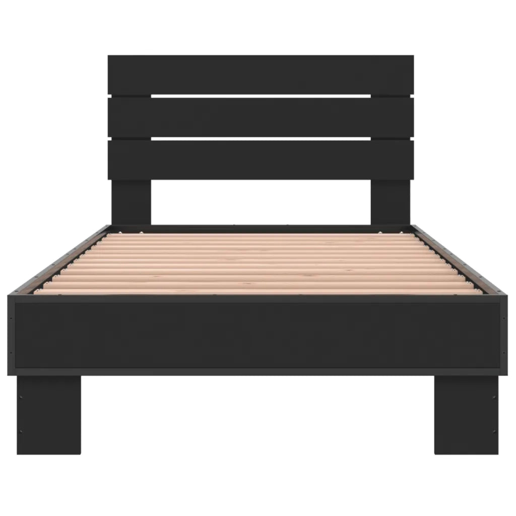 Giroletto Nero 90x200 cm in Legno Multistrato e Metallo
