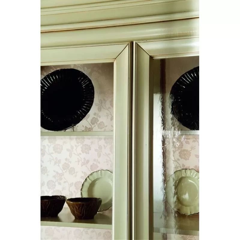Vetrina shabby in legno 2 porte  smontabile avorio l.145 p.50 h.215 - Mobili 2G