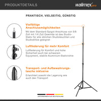 Stativo per luci AIR 280 FW-806, in alluminio, altezza max 280 cm, Cavalletto fotografico max 6 kg per faretti flash foto e video