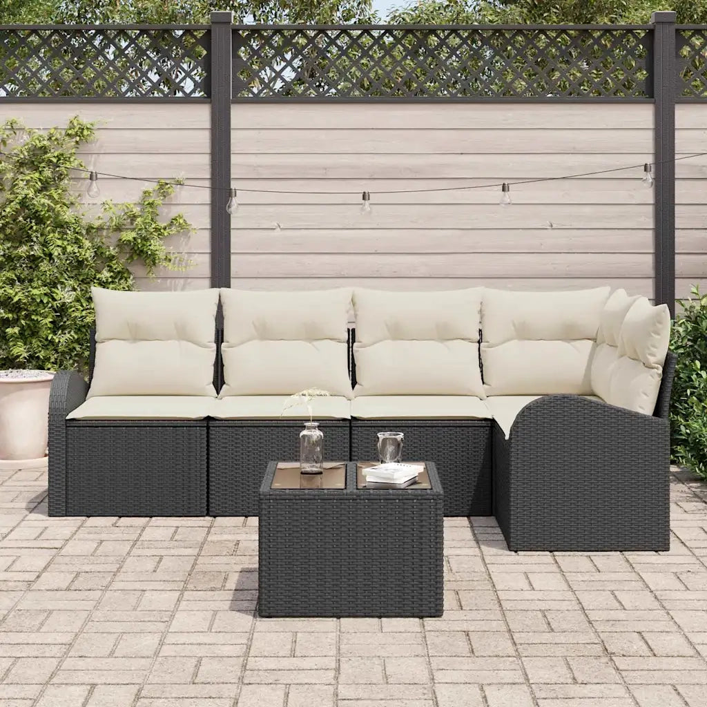 Set Divano da Giardino 6 pcs Nero e Bianco polyrattan 3354716