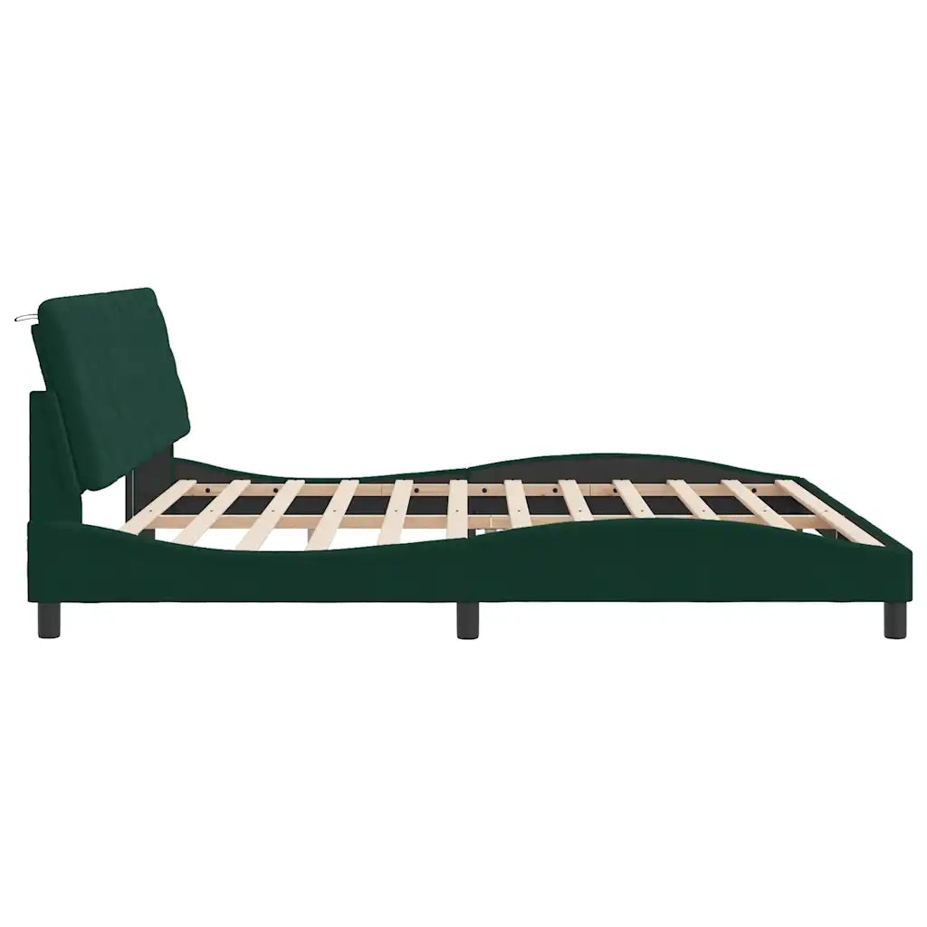 Giroletto con LED senza Materasso-Struttura Letto Verde Scuro 200x200 cm in Velluto