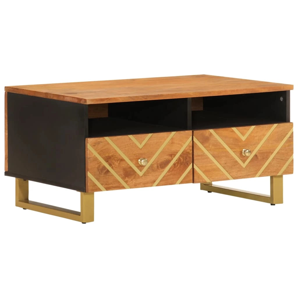 Tavolino da Salotto Marrone e Nero 80x54x40 cm Legno di Mangocod mxl 126668