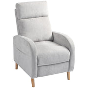 Poltrona Reclinabile 150¡ã max con Poggiapiedi, in Tessuto Effetto Lino, 68x90x106 cm, Grigio Chiaro