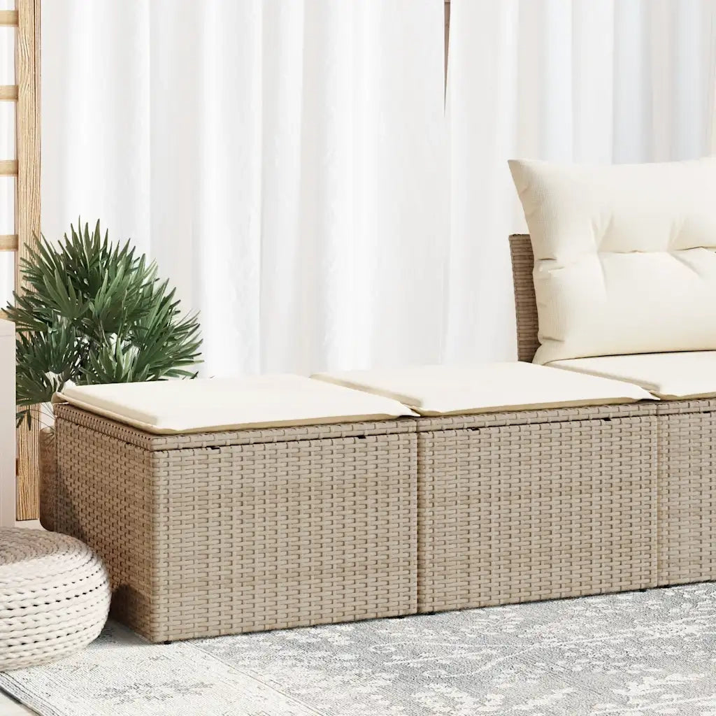 Set Divano da Giardino 2 pz | Set Salotto da Giardino con Cuscini Beige Polyrattan Acacia