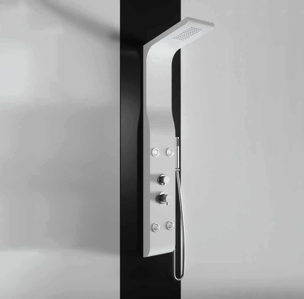 Pannello doccia idromassaggio in ABS verniciato a polvere finitura bianco opaco