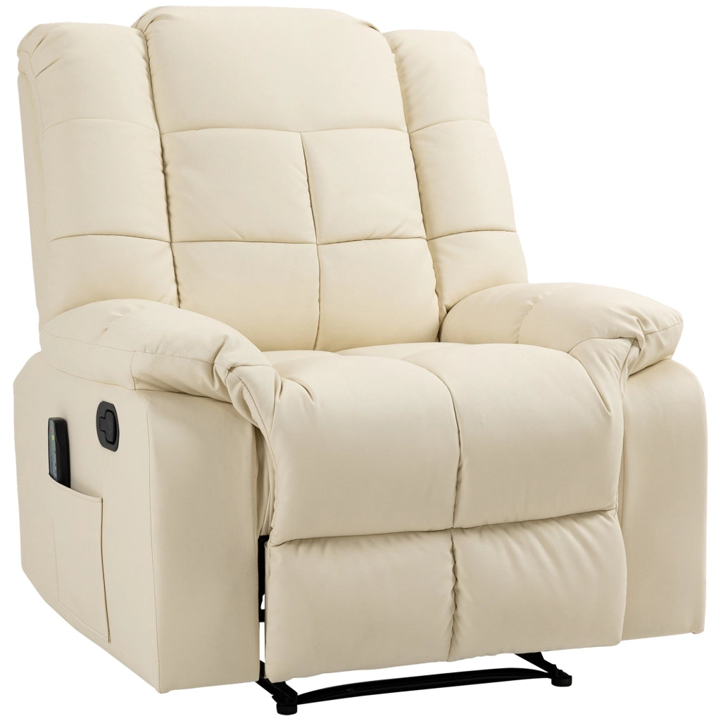 POLTRONA MASSAGGIO Reclinabile 94x99x99 cm Pelle sintetica Crema