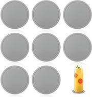 Onderzetters in vetro da 10 cm - 8 pezzi di sottofondi in silicone di alta qualità, sottofondi per bicchieri, bar, cucina, antiscivolo e sottofondi in vetro rotondo duraturo (grigio)