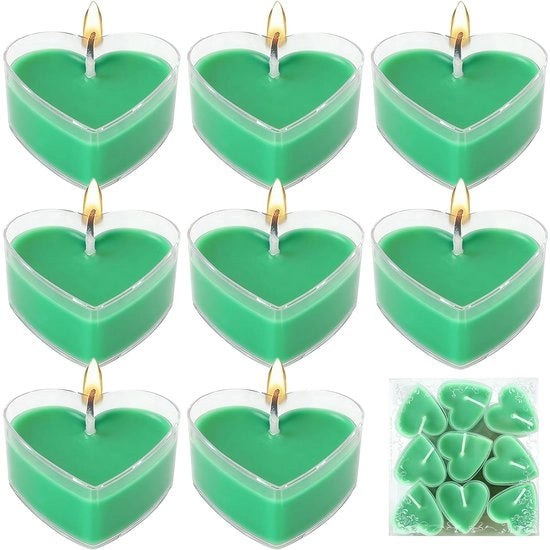Set di candele decorative a forma di cuore - 9 pezzi - senza fumo - neutre - dimensioni 1,5 cm x 4 cm