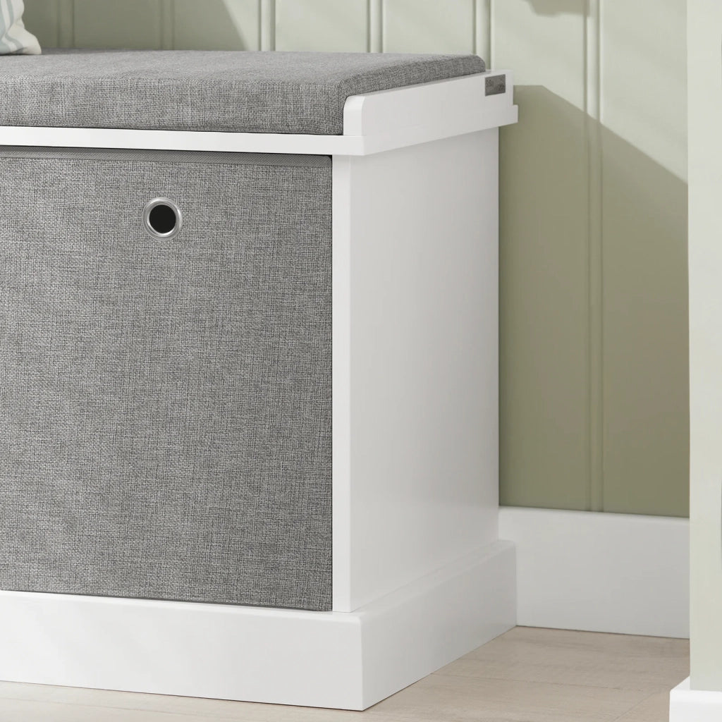 Panca scarpiera Cassapanca da Interno Mobile Bagno con 2 cassetti e 2 cesti L96*P33*A50cm FSR66-HG SoBuy