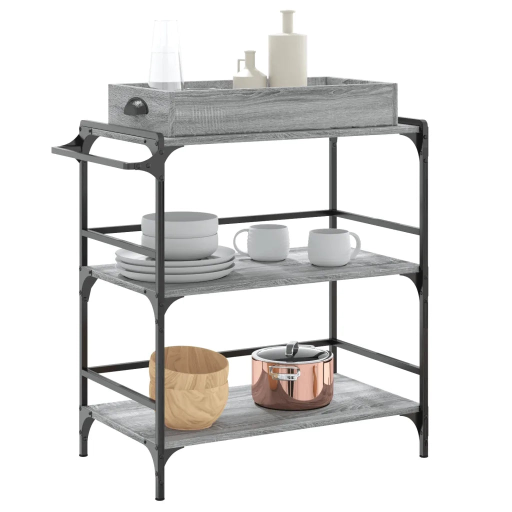 Carrello Cucina Grigio Sonoma 81,5x41x92,5 cm Legno Multistrato CFW7517742