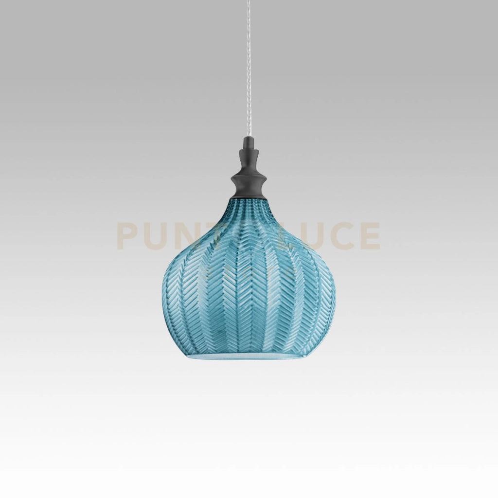 CLEOFE S/11 - LAMPADARIO SOSPESO 1 LUCE ATTACCO E27 IN VETRO COLORE COBALTO D.23CM
