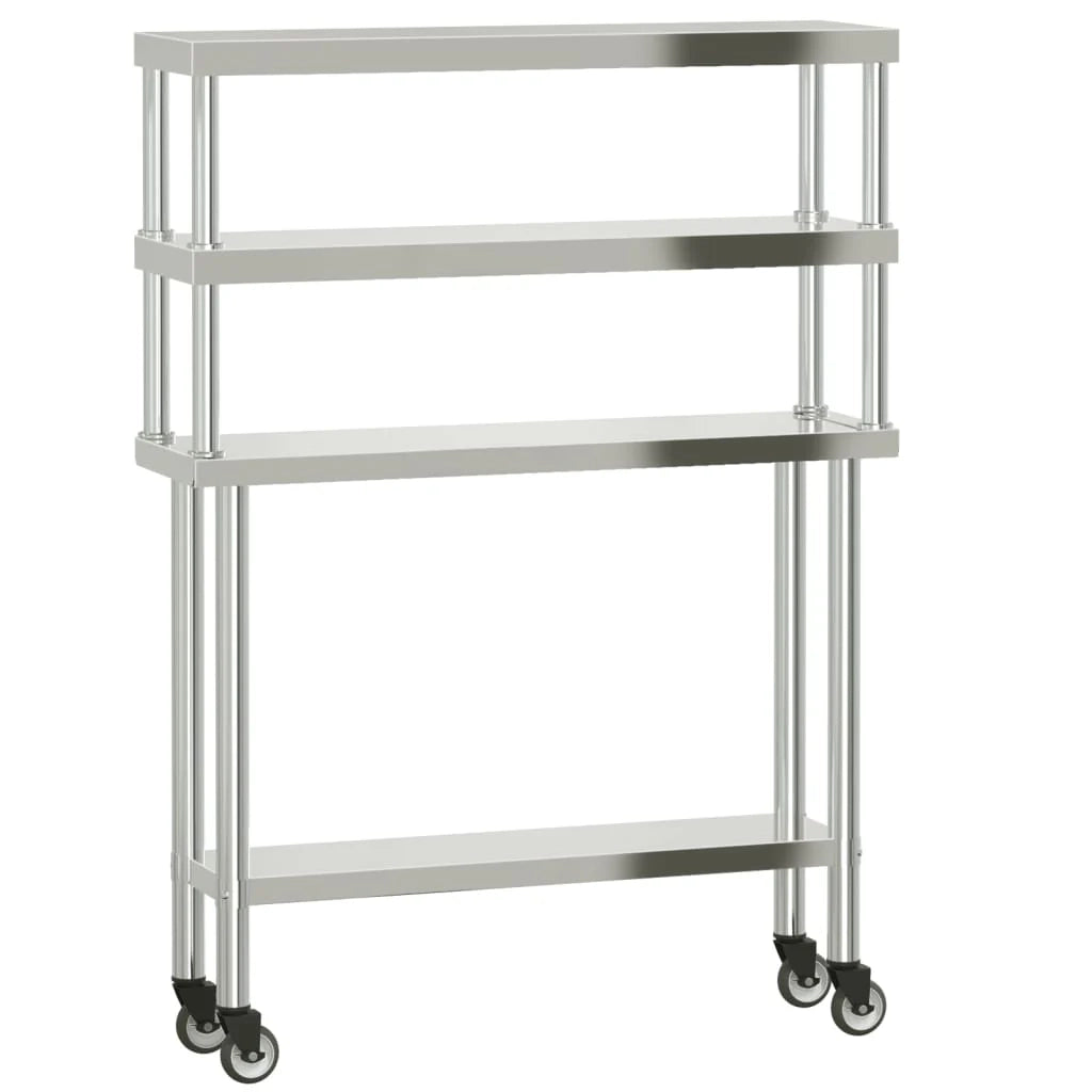 Tavolo da lavoro professionale da cucina con ripiano 110 x 30 x 150 cm acciaio inox 02_0045419