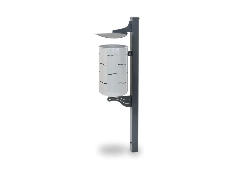 Cestino Empire 570 Giochipark acciaio zincato verniciato Ø30x52h urbano 35lt - RAL 9006 - Filo pavimento