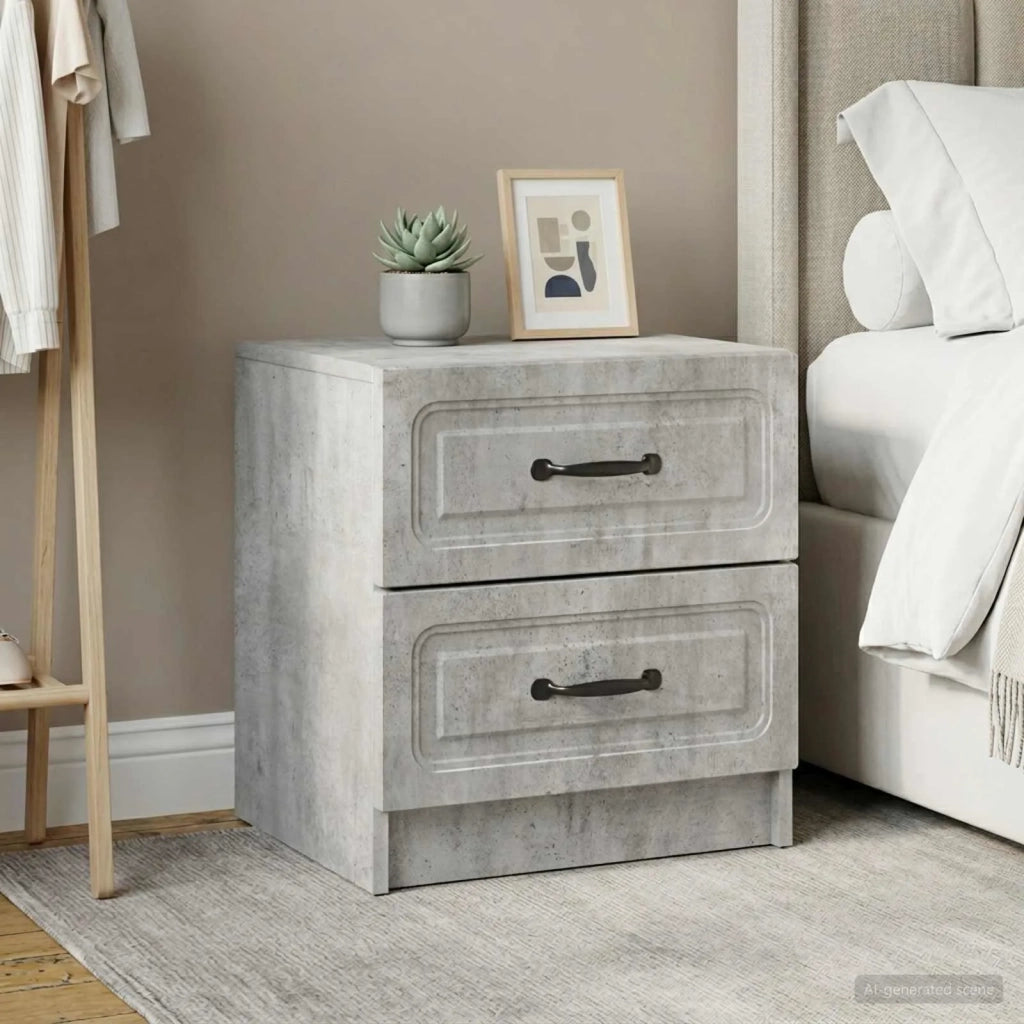 Armadio da Notte 2 pcs Grigio Cemento 43 x 34,5 x 44,5 cm 895682