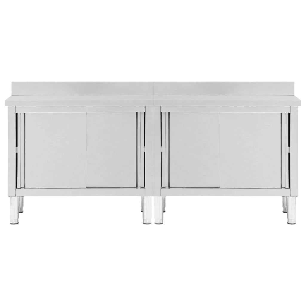 Set di 2 tavoli con ante scorrevoli 200 x 50 x (95-97) cm acciaio inox 02_0000009