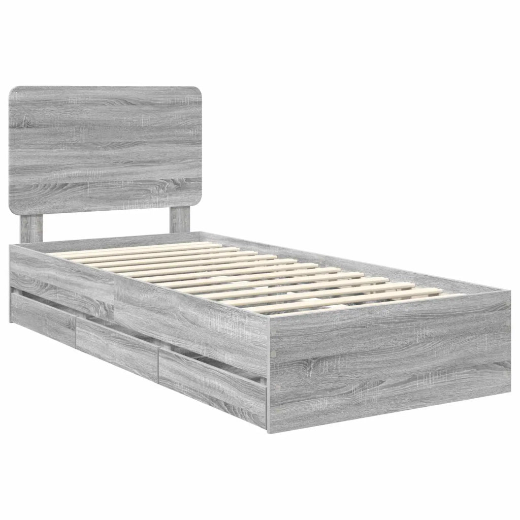 Struttura del letto con cassetto Grigio Sonoma 90 x 200 cm 3412635