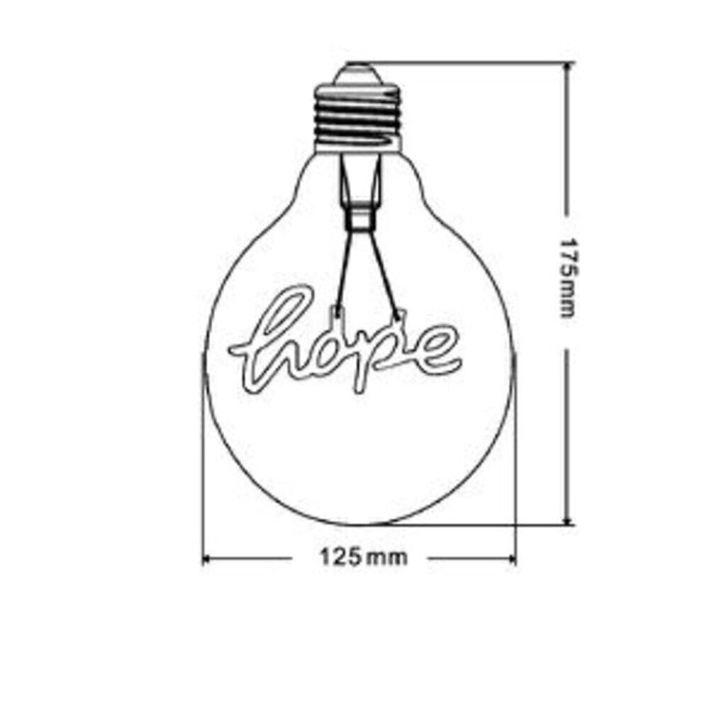 Lampadina globo a LED attacco E27 stile vintage con scritte filamento luce calda scritta HOPE
