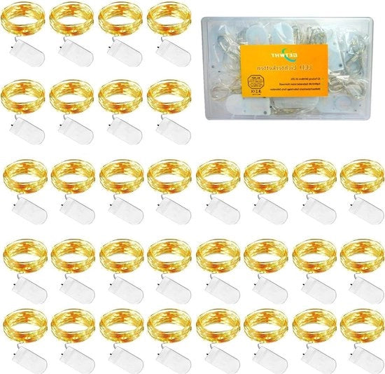 32 metri di filo di rame per illuminazione di Natale a LED a batterie, 10 LED, colore caldo bianco, decorazione di stanza, festa, matrimonio, giardino, decorazione interna ed esterna