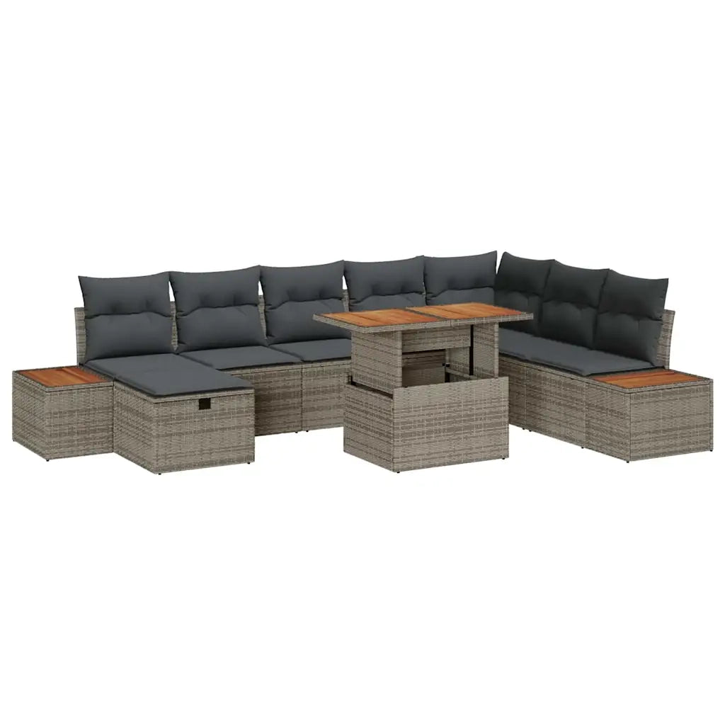 Set Divano da Giardino con cuscino 9 pcs Grigio polyrattan 3360089