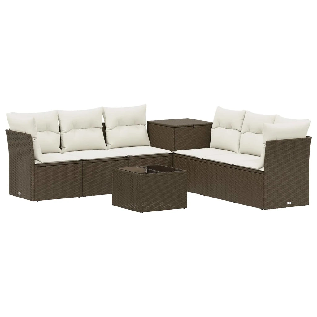 Set di divani 8 pz Marrone e Bianco Crema 3448272