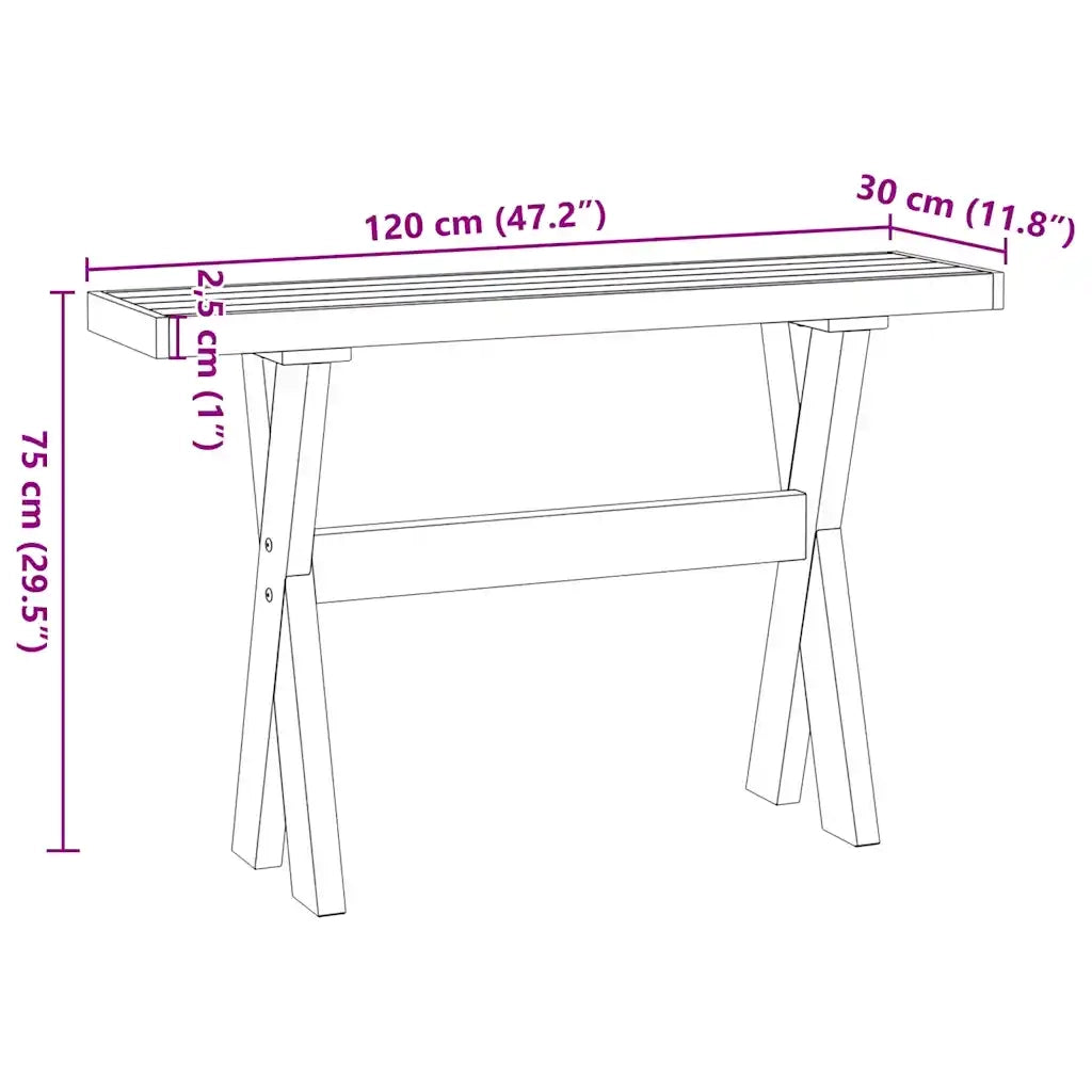 Tavolo Consolle NOAIN Gambe Forma X 120x30x75 cm Legno Massello 4100037