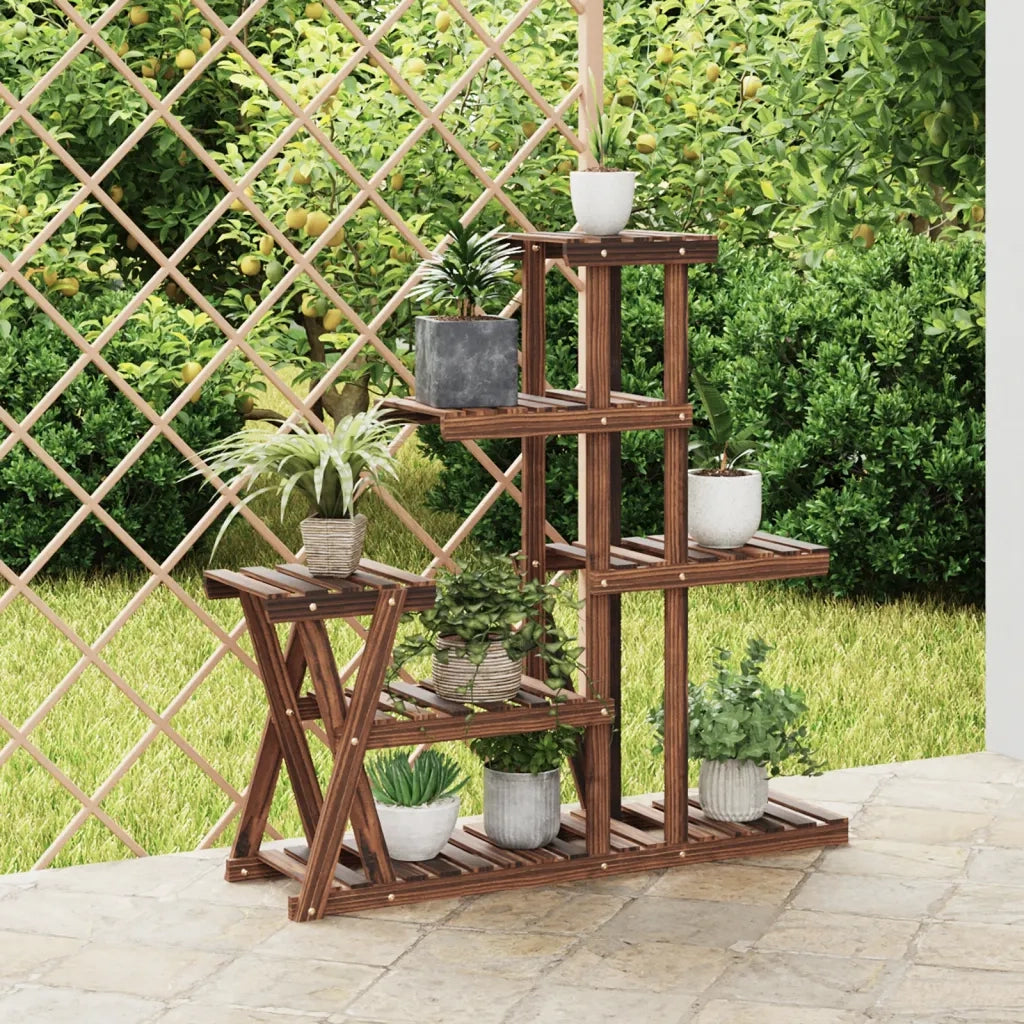 Portafiori-Supporto per Piante-Rastrelliera per Fiori 95x25x96 cm in Legno Massello di Abete 116348