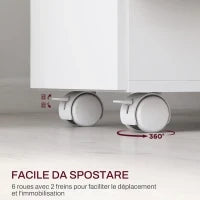 Tavolo Rettangolare Allungabile con 2 Cassetti e un Armadietto in Legno, 140x76x74 cm, Bianco e Color Legno
