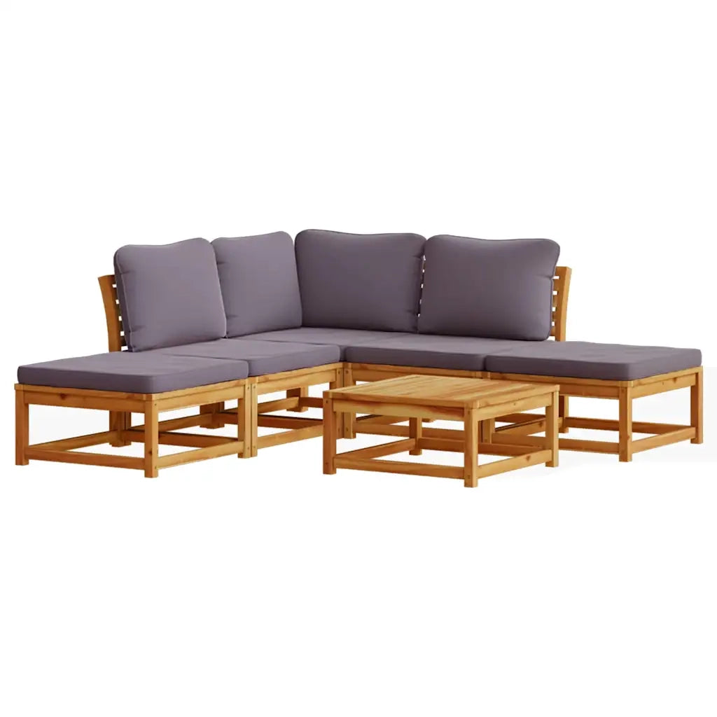 Set Salotto da Giardino 6 pz con Cuscini in Massello di Acacia 3214306