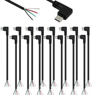 Set di 15 cavi USB-C a 90 gradi con 4 conduttori, 28 AWG, 5V/3A, ideale per riparazioni USB-C e progetti DIY