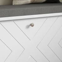 Panca per Scarpe con Cassetto Ribaltabile, Cuscino per Seduta e Ripiano Regolabile, 100 x 26 x 44,5 cm, Bianco