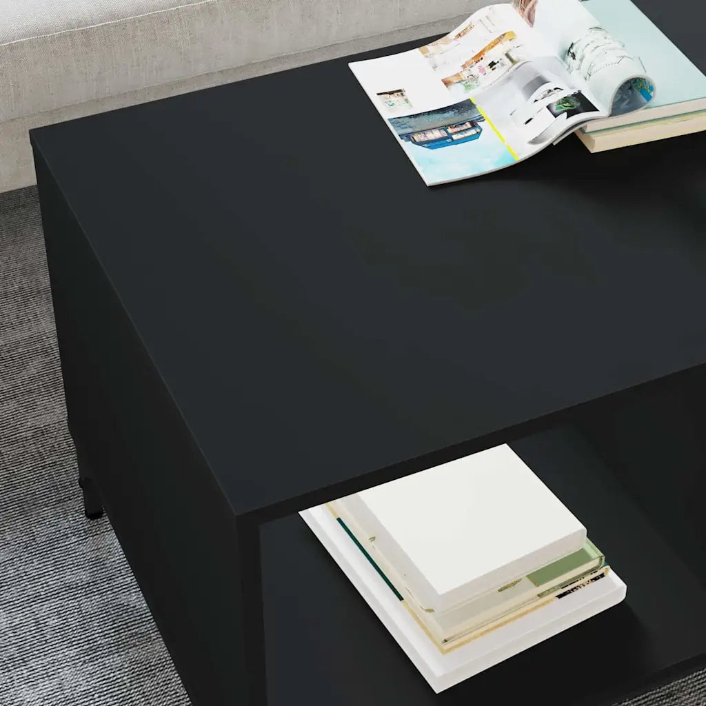Tavolino da salotto con cassetto Rovere Nero 90 x 49 x 46 cm