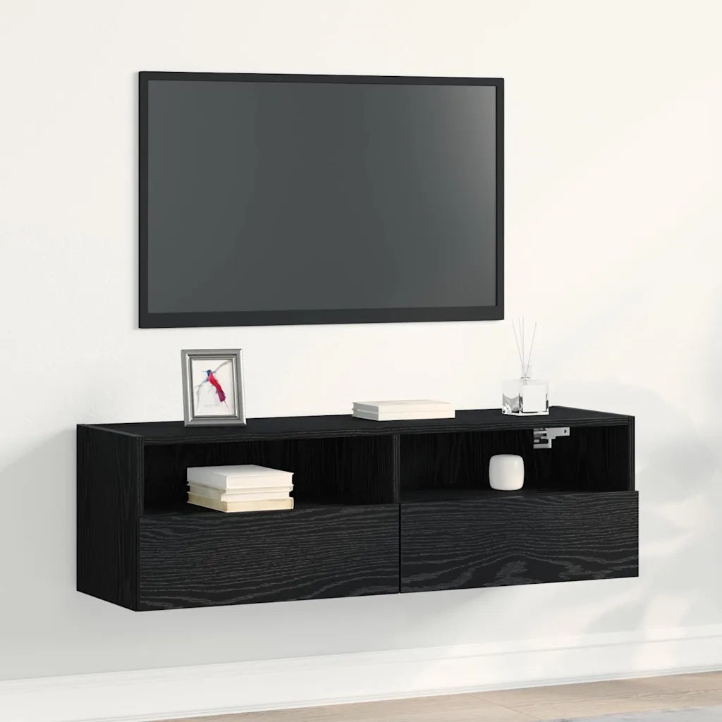 Mobile TV da parete-Mobile TV a Muro-Credenza TV Rovere Nero 100 x 30 x 30 cm