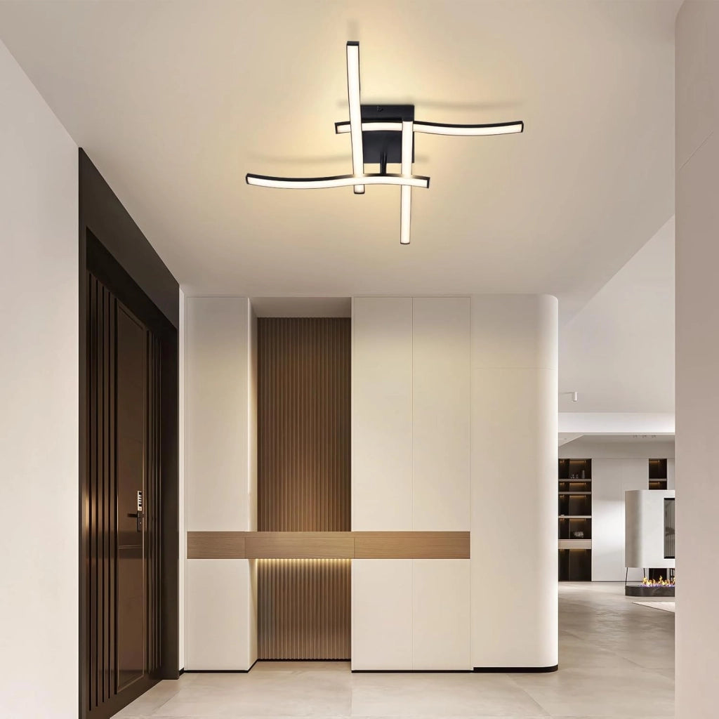 ZMH Lampada da soffitto plafoniera LED 24W nera moderna design ondulato per cucina soggiorno corridoio