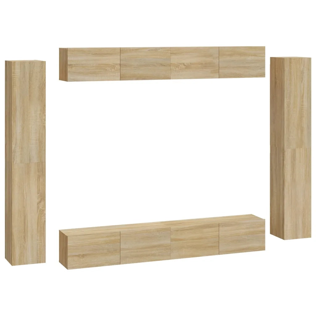 Set Mobili Porta TV 8 pz-Credenza per TV Rovere Sonoma in Legno Multistrato 179480
