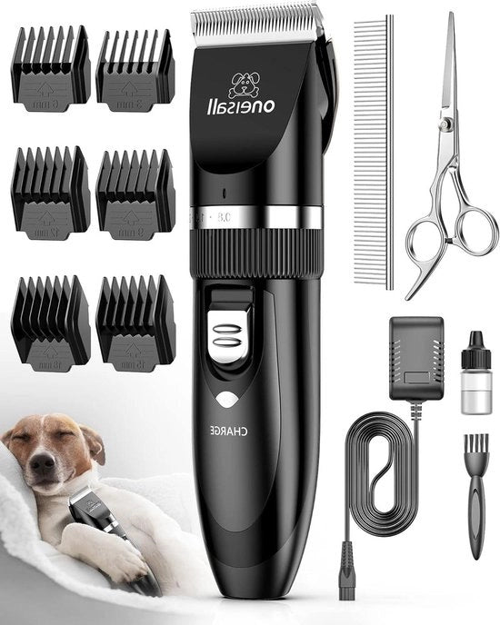 Tondeuse professionale per cani - Tondeuse elettrica senza fili per cani, gatti e pelo di animali - Ghiaccio (nero lucido)