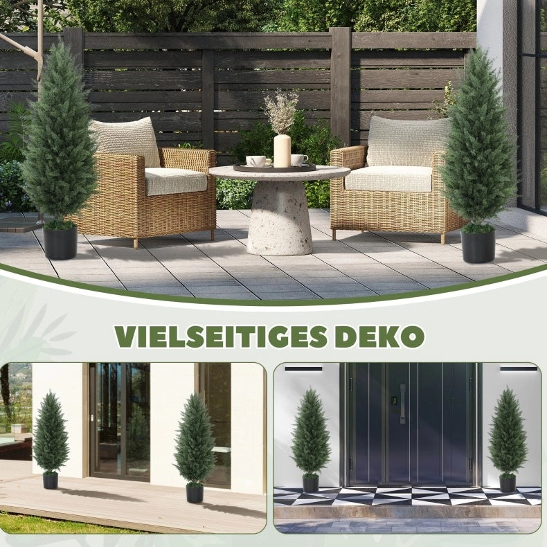 Set 2 Cipressi artificiali 90 cm con vaso resistente ai raggi UV per interno ed esterno